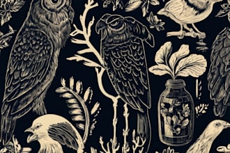 create animal linocut tshirt design for brands