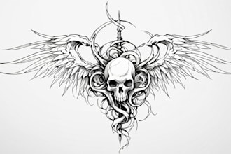 draw custom attractive tattoo design illustrations