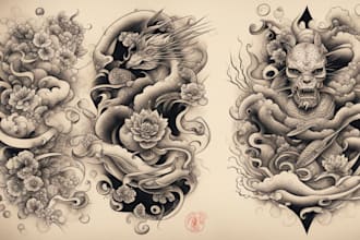 custom drawing your traditional japanese tattoo design