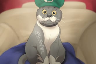 draw disney style pet portrait in super premium quality
