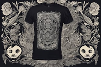 make high quality linocut t shirt design for brand