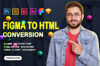convert figma to HTML, PSD to HTML, responsive website