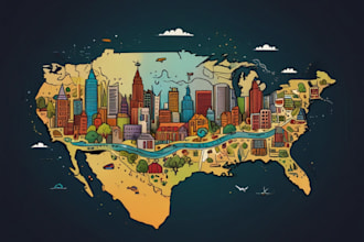 create vector map illustration hand drawn