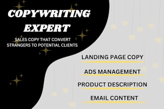 write sales copy for landing pages,email copy,product description and ads copy