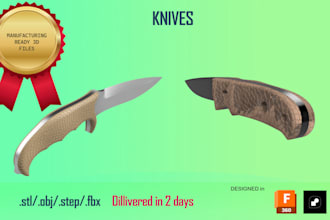 design complex knives blade ,handle using fusion 360 for cnc