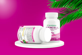 design supplement label and product packing with 3d mockup