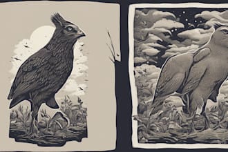 create animal linocut tshirt design for brands