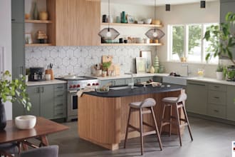 do interior design of kitchen, gym, office, bathroom, bedroom with 3d rendering