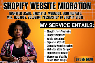 do shopify website migration transfer ecwid wix magento godaddy to shopify store