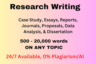 do research on case studies, reports, proposals, dissertations, data and essays
