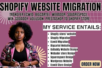 clone migrate from wordpress wix squarespace bigcartel website to shopify