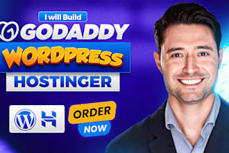 design wordpress website on hostinger bluehost godaddy siteground wix ionos duda