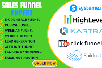 sales funnel on systeme io builderall go high level, thrivecart kartra