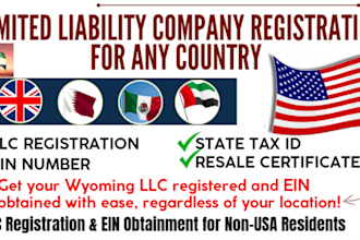 setup wyoming llc registration ein for USA dubai quatar other non USA resident