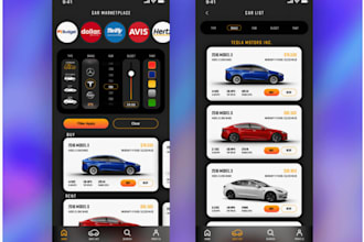 develop car marketplace app, car auction app, car rental app, car insurance app
