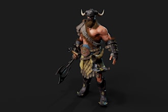 model a viking warrior character, fighting game character, realistic game asset