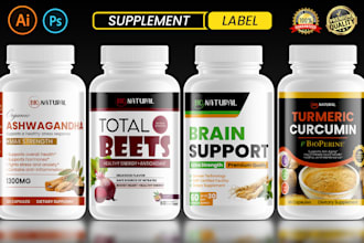do product label design and supplement bottle label  in 24h