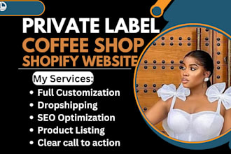design coffee shop shopify store coffee website private label coffeedropshipping