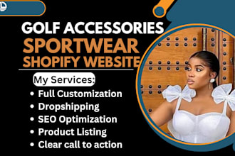 design golf website golf accessories shopify store sport accessories website