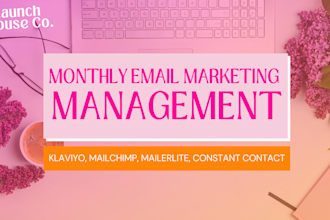 be your monthly email marketing manager for mailerlite, mailchimp, or klaviyo