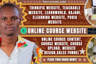 design professional online course websites on thinkific, teachable, learnworld