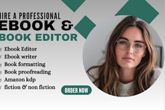 be book editor edit, format non fiction book ebook proofread fiction book memoir