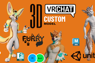create and edit custom vrchat avatar, 3d model, furry avatar, vrc avatar, vrc