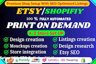 etsy, shopifiy print on demand dropshipping store with printifiy etsy pod,gelato