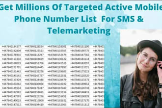 provide you list of active mobile phone numbers for telemarketing, sms marketing