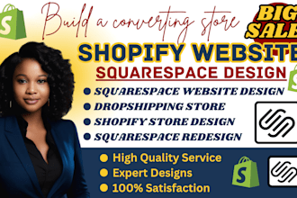 build squarespace website, shopify store, redesign squarespace, shopify SEO