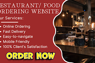 design restaurant website with online food order system delivery, pickup service