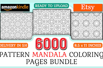 give 6000 unique complex adult pattern mandala coloring pages for KDP and etsy