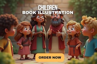 illustrate children story book illustration, christian book, poetry, book cover