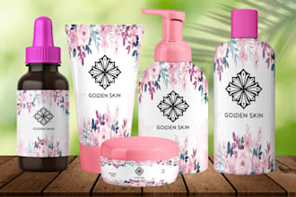 do label and logo for cosmetics, skincare, haircare, makeup, beauty, cream, box