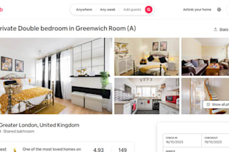 design responsive airbnb, hotel booking, listing, online booking hotel website
