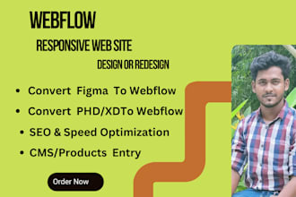 create responsive webflow website, redesign, seo optimized