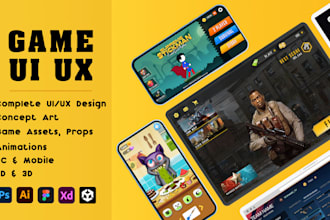 create 2d game ui design, game art, assets for mobile and pc