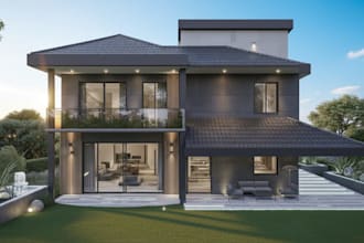 design backyard,terrace,photorealistic outdoor renders