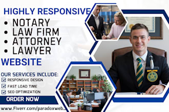 design notary website notary landing page lawyer attorney legal law firm website