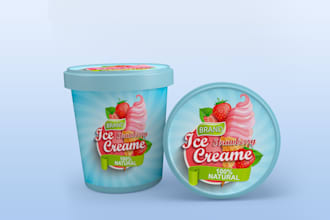 create attractive ice cream cup and label design