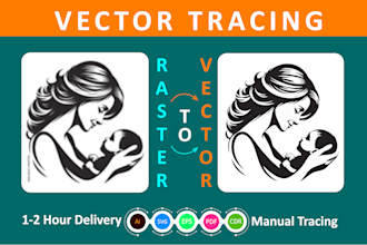 do vector tracing, vectorize images, redraw logo, clean up font within 2 hrs