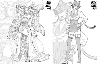 make a full body line art design of your character