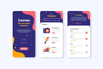 build online courses app, universities searching app, school management,