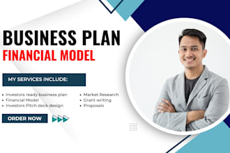 write investor ready business plan for startups and financial model or plan