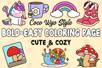 line illustration bold and easy coloring pages for adults