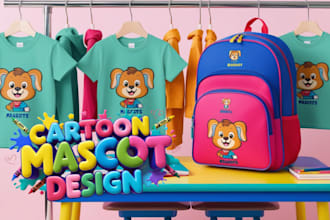 cute animal cartoon mascot design for brands, kids, merchandise and stationery