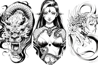 make a traditional tattoo in old school tattoo style design