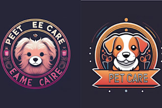 create mascot, pet care, cat, dog and pet grooming logo