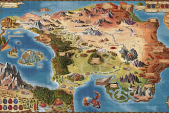 make a beautiful fantasy, game, world, battle map illustration