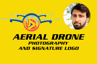 design unique photography aerial drone and signature logo